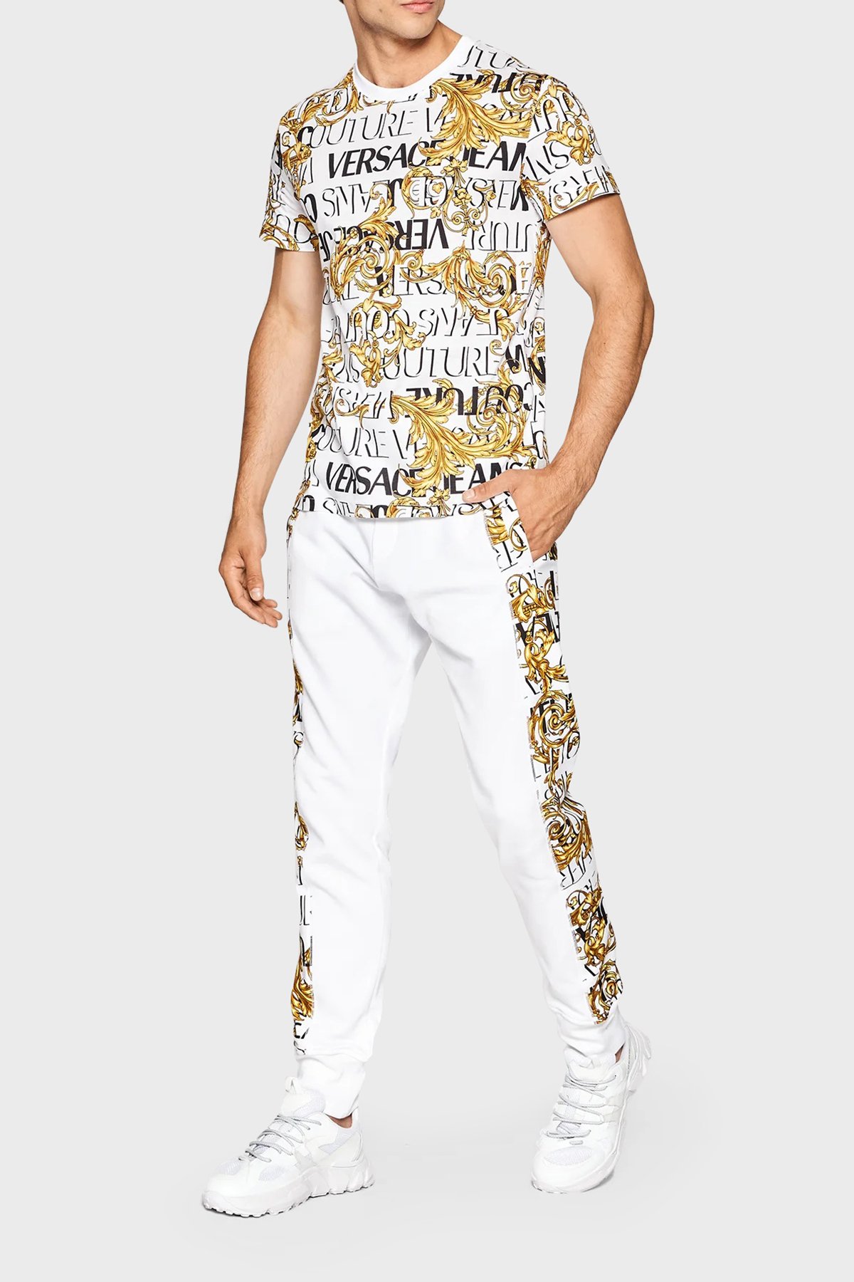 Versace % 100 Pamuk Regular Fit Bisiklet Yaka Erkek T Shirt