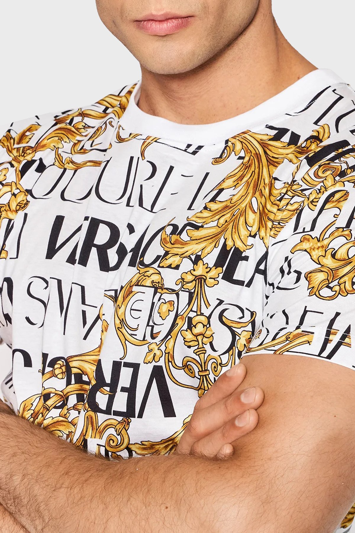 Versace % 100 Pamuk Regular Fit Bisiklet Yaka Erkek T Shirt