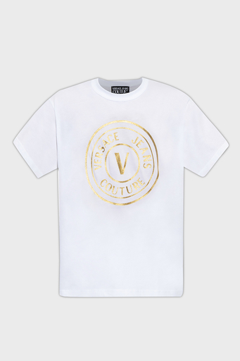 Versace % 100 Pamuk Regular Fit Bisiklet Yaka Erkek T Shirt 73GAHT05 CJ00T G03 BEYAZ - 5
