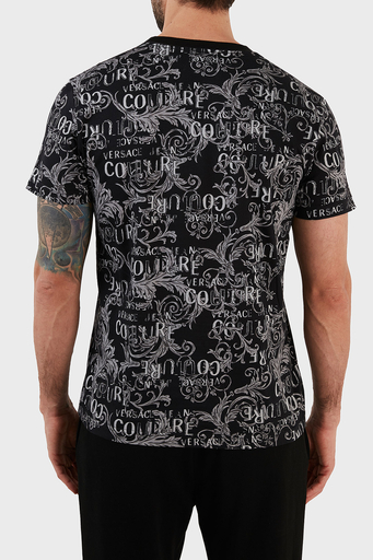 Versace Jeans Couture % 100 Pamuk Regular Fit Bisiklet Yaka Erkek T Shirt 74GAH6S0 JS161 801 SİYAH - 5