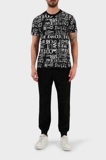 Versace Jeans Couture % 100 Pamuk Regular Fit Bisiklet Yaka Erkek T Shirt 74GAH6S2 JS167 899 SİYAH - 3
