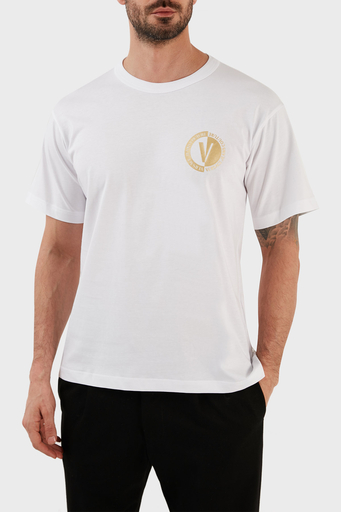 Versace Jeans Couture % 100 Pamuk Regular Fit Bisiklet Yaka Erkek T Shirt 74GAHT10 CJ00T G03 BEYAZ - 1