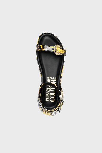 Versace Jeans Couture Barok Desenli Kalın Taban Bayan Sandalet 74VA3S06 ZS366 G89 SİYAH - 5
