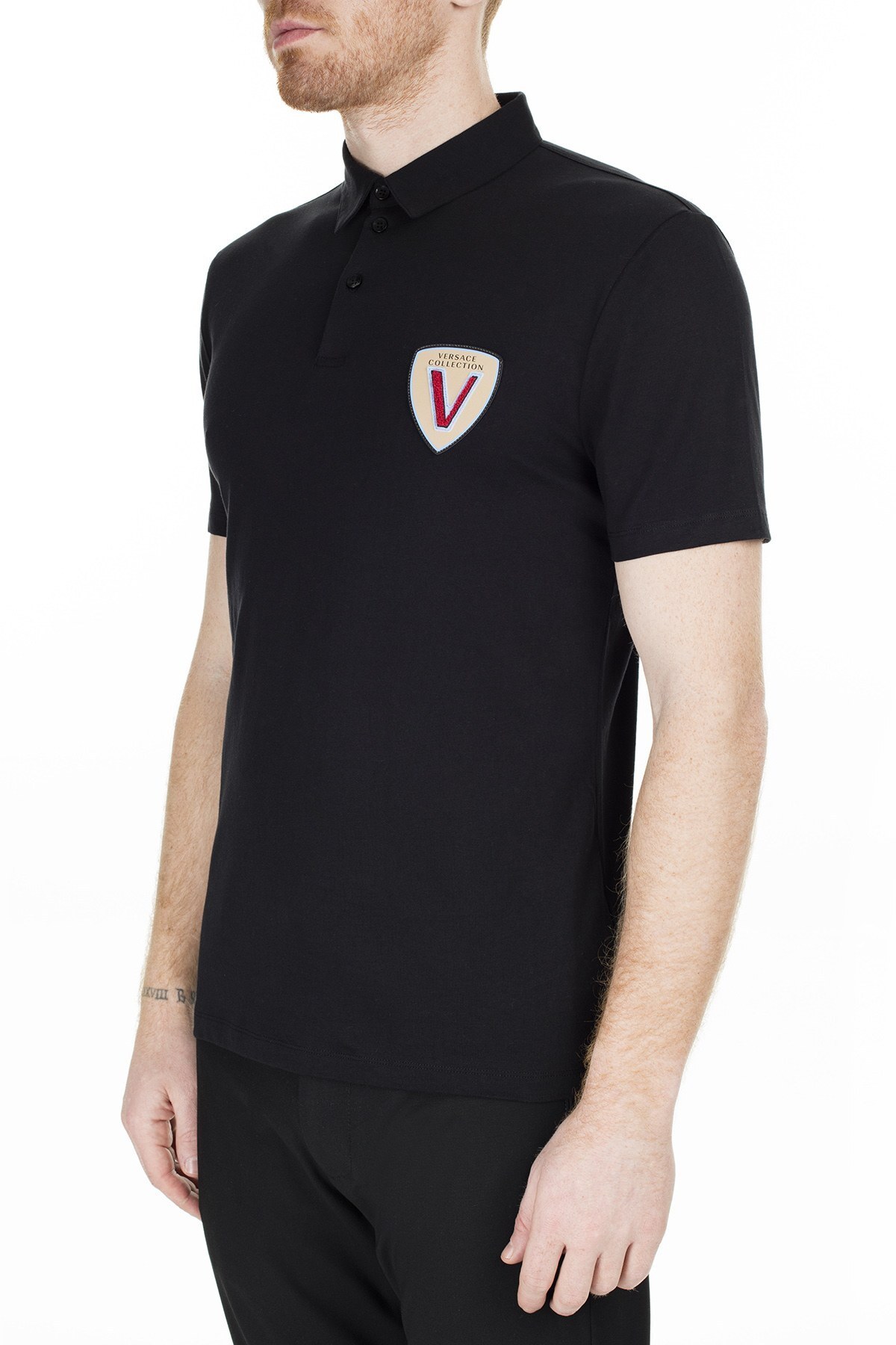 Versace Collection T Shirt Erkek Polo V800708D VJ00180 V1008 SİYAH