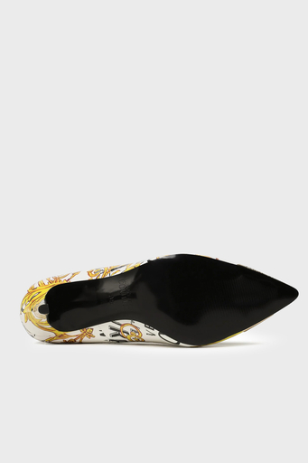 Versace Jeans Couture Barok Desenli Topuklu Bayan Ayakkabı 74VA3S50 ZS366 G03 BEYAZ - 4