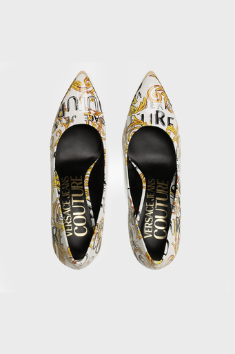 Versace Jeans Couture Barok Desenli Topuklu Bayan Ayakkabı 74VA3S50 ZS366 G03 BEYAZ - 5