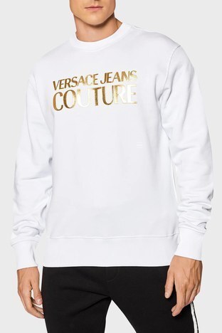 Versace Jeans Couture - Versace Jeans Couture Baskılı Regular Fit Bisiklet Yaka Pamuklu Erkek Sweat 71GAIT08 CF00T G03 BEYAZ