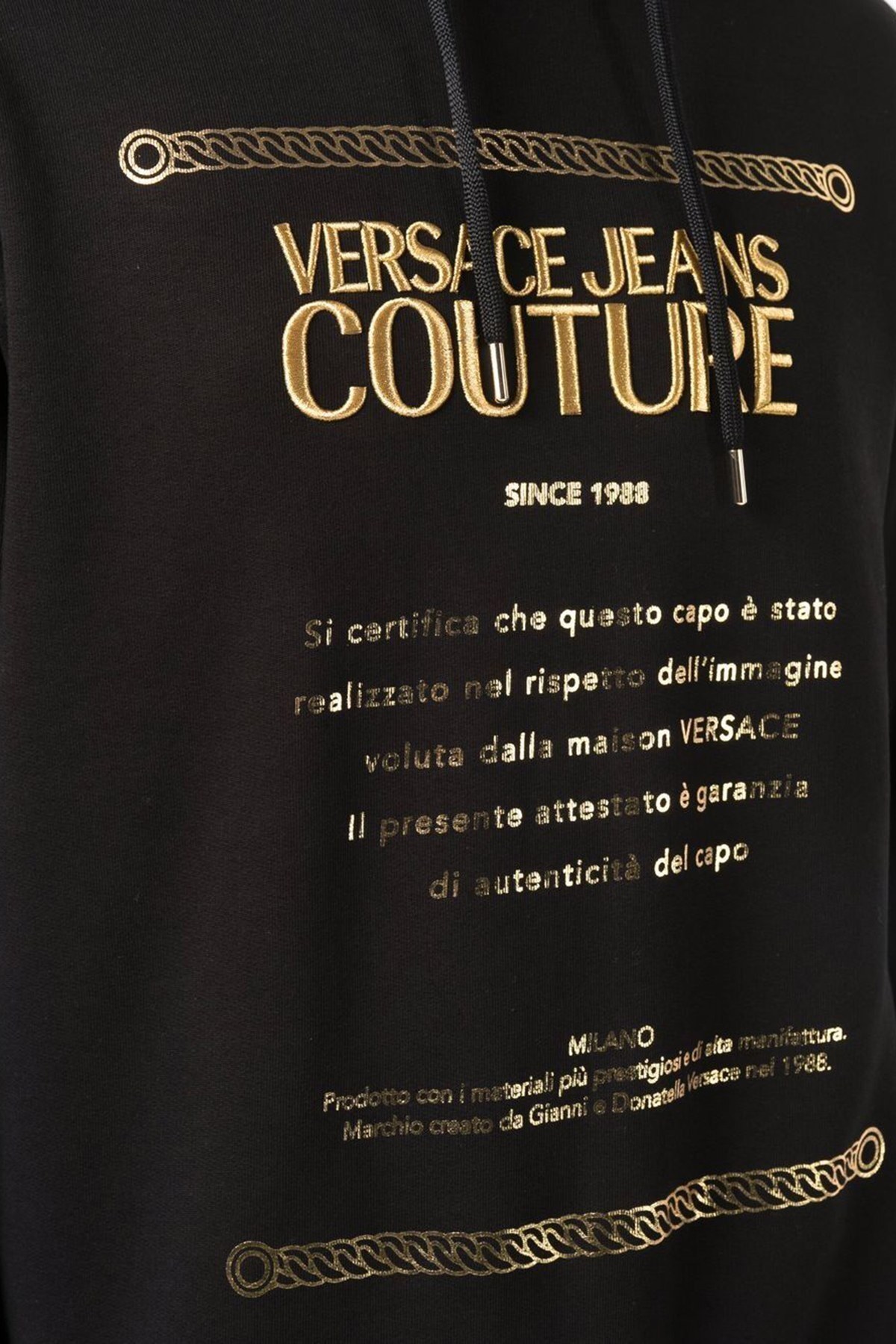 Versace Jeans Couture Baskılı Regular Fit Kapüşonlu Pamuklu Erkek Sweat 71GAIT10 CF00T G89 SİYAH