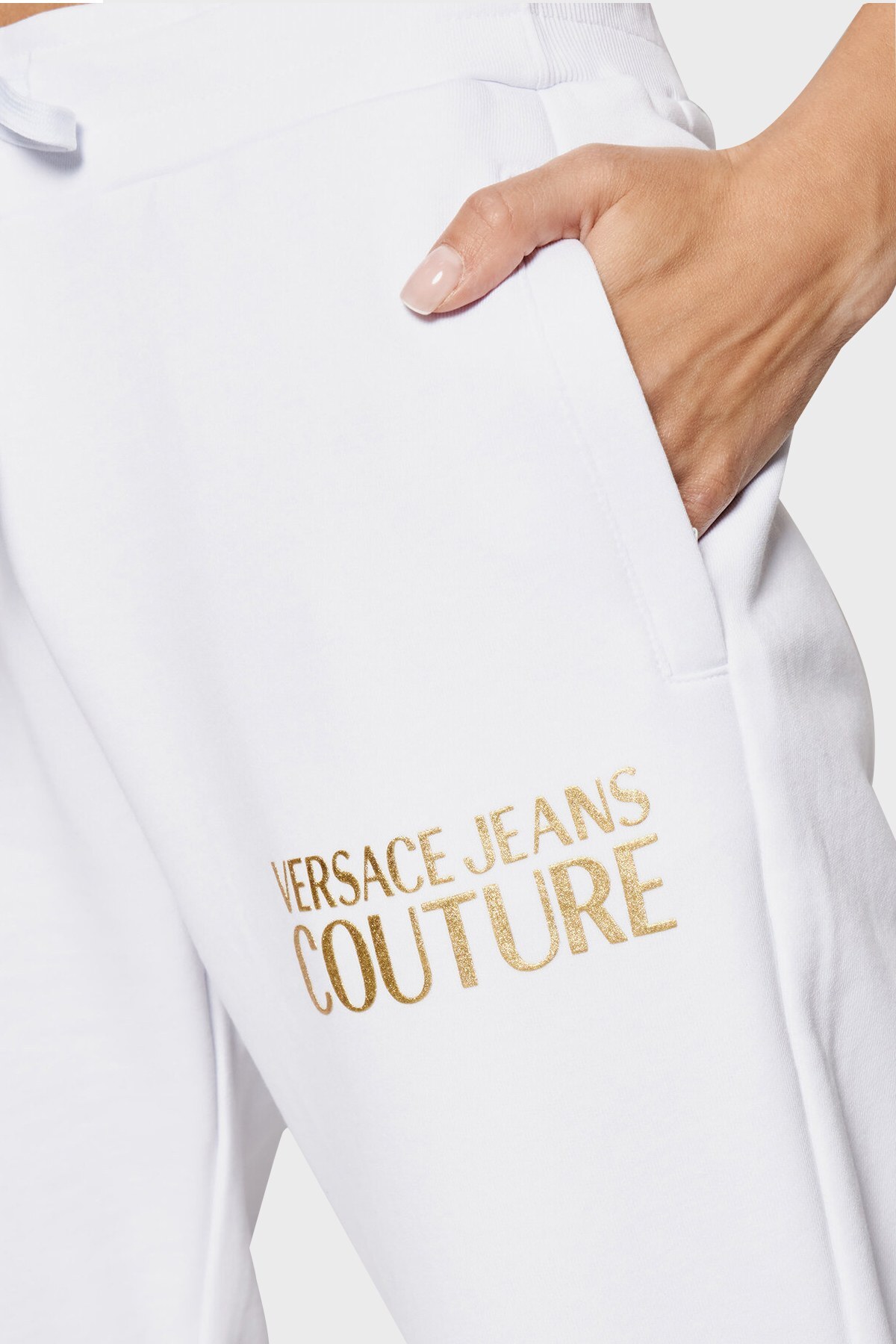 Versace Jeans Couture Belden Bağlamalı % 100 Pamuk Bayan Eşofman Altı A1HWA1TA 30318 K41 BEYAZ