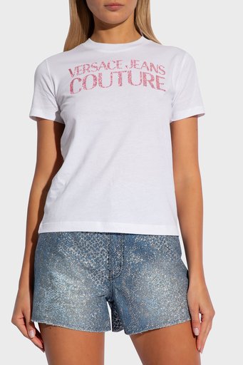 Versace Jeans Couture Bayan T Shirt 76HAHG03 CJ00G 003 BEYAZ - 1
