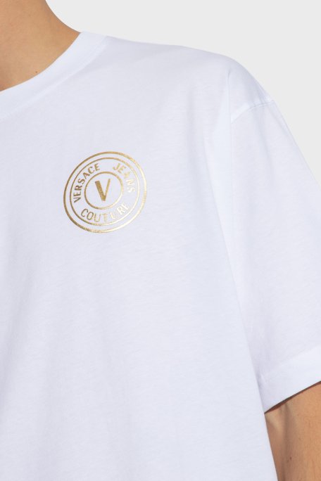Versace Jeans Couture Bisiklet Yaka Pamuklu Relaxed Fit Erkek T Shirt 76GAHT03 CJ00T G03 BEYAZ - 2