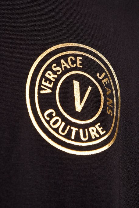 Versace Jeans Couture Bisiklet Yaka Pamuklu Relaxed Fit Erkek T Shirt 76GAHT03 CJ00T G89 SİYAH - 4
