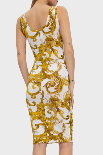 Versace Jeans Couture Desenli Bodycon Bayan Elbise 76HAO9B6 JS291 G03 BEYAZ-GOLD - 7