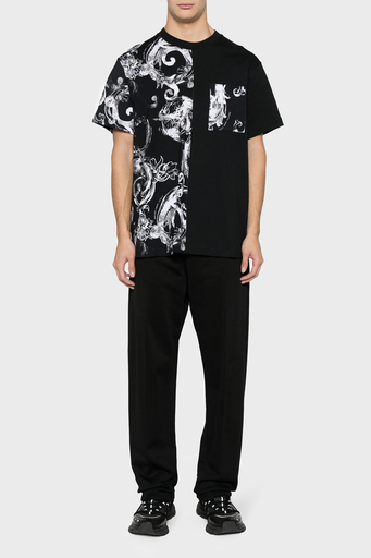 Versace Jeans Couture Desenli Pamuklu Bisiklet Yaka Regular Fit Erkek T Shirt 76GAH611 JS287 899 SİYAH - 2