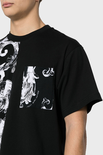 Versace Jeans Couture Desenli Pamuklu Bisiklet Yaka Regular Fit Erkek T Shirt 76GAH611 JS287 899 SİYAH - 3