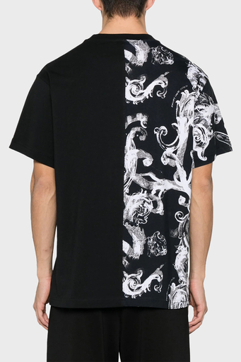Versace Jeans Couture Desenli Pamuklu Bisiklet Yaka Regular Fit Erkek T Shirt 76GAH611 JS287 899 SİYAH - 4