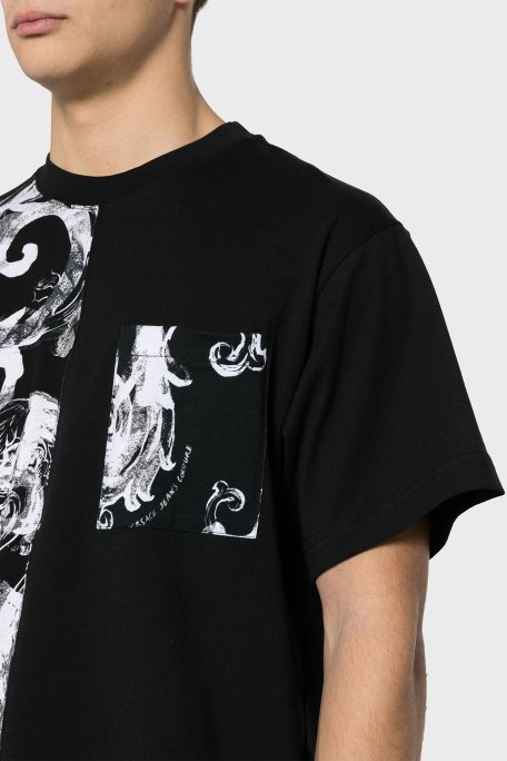Versace Jeans Couture Desenli Pamuklu Bisiklet Yaka Regular Fit Erkek T Shirt 76GAH611 JS287 899 SİYAH - 7