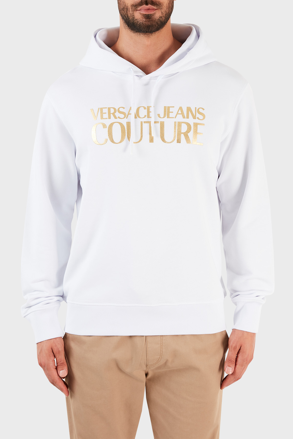 Versace Jeans Couture % 100 Pamuk Regular Fit Kapüşonlu Erkek Sweat B7GWA7TP 30318 K41 BEYAZ
