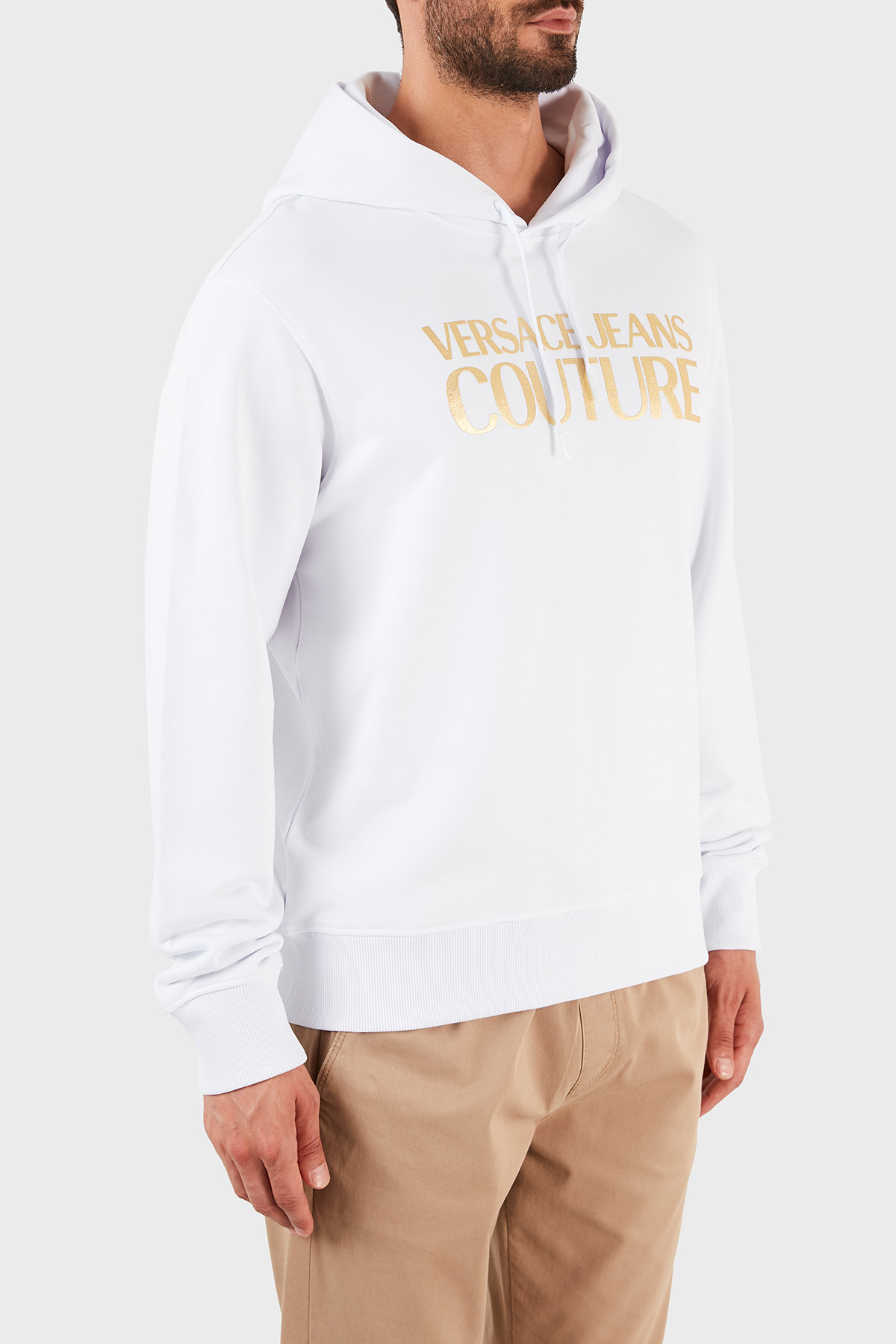 Versace Jeans Couture % 100 Pamuk Regular Fit Kapüşonlu Erkek Sweat B7GWA7TP 30318 K41 BEYAZ