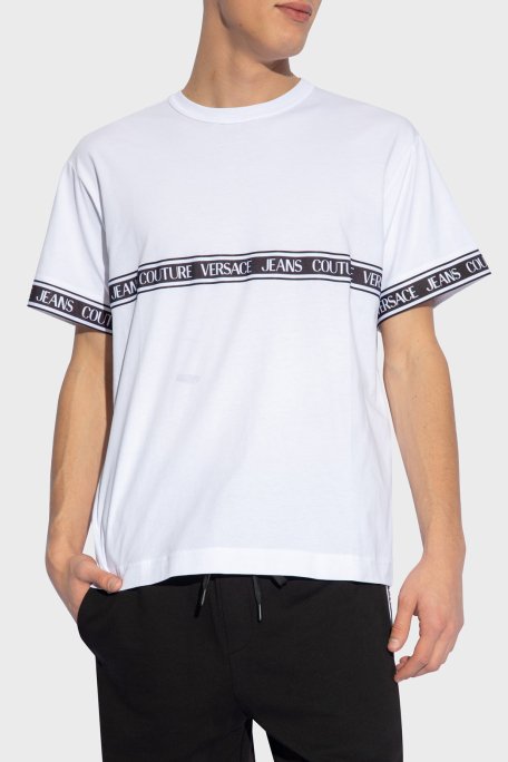 Tシャツ・カットソー VERSACE JEANS COUTURE Men T-shirt White 76GAHG07CJ01G 003 Áo Phông Nam Versace Jeans Couture White Logo T-Shirt