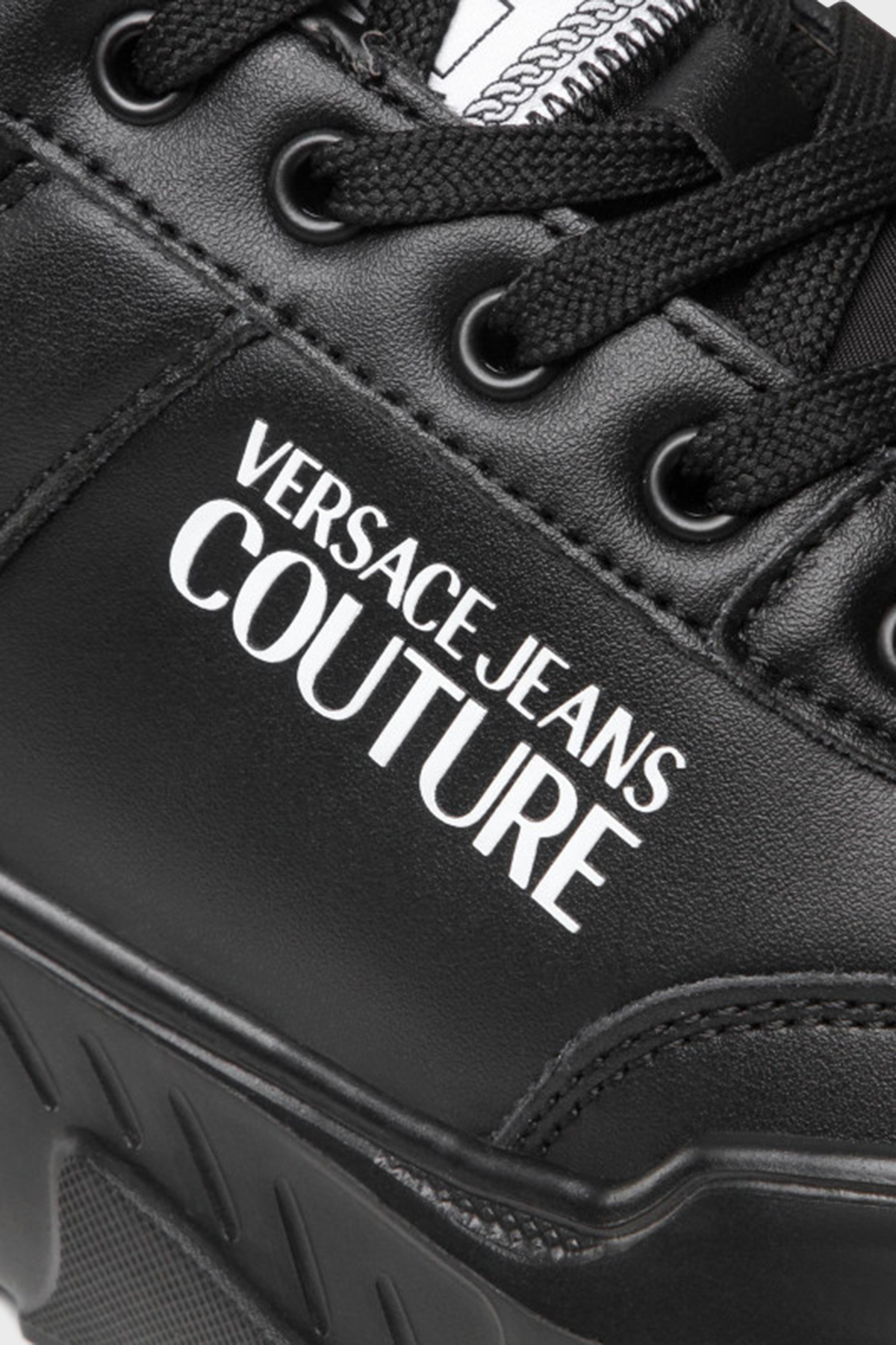 Versace Jeans Couture Logolu Deri Sneaker Erkek Ayakkabı 72YA3SC1 ZP093 899 SİYAH