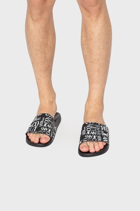 Versace Jeans Couture Logolu Erkek Terlik 74YA3SQ4 ZS638 L01 SİYAH - 2
