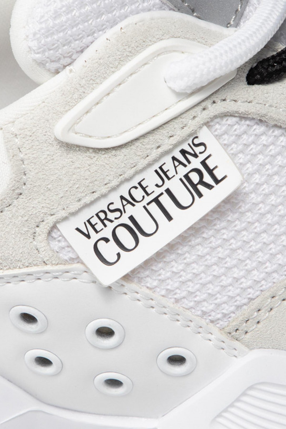 Versace Jeans Couture Logolu Kalın Tabanlı Hakiki Deri Sneaker Erkek Ayakkabı 71YA3SU4 ZS090 003 BEYAZ