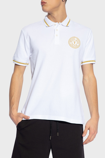 Versace Jeans Couture Logolu Pamuklu Regular Fit Erkek Polo Yaka T Shirt 76GAGT02 CJ01T G03 BEYAZ - 1