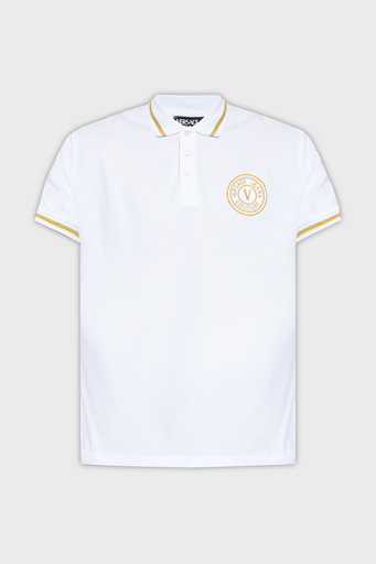 Versace Jeans Couture Logolu Pamuklu Regular Fit Erkek Polo Yaka T Shirt 76GAGT02 CJ01T G03 BEYAZ - 4