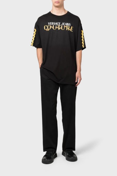 Versace Jeans Couture Baskılı Bisiklet Yaka % 100 Pamuk