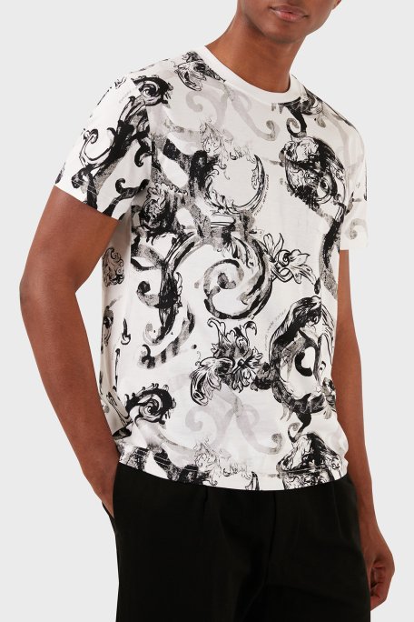 Versace Jeans Couture Pamuklu Slim Fit Bisiklet Yaka Erkek T Shirt 76GAH6S0 JS287 003 BEYAZ - 1