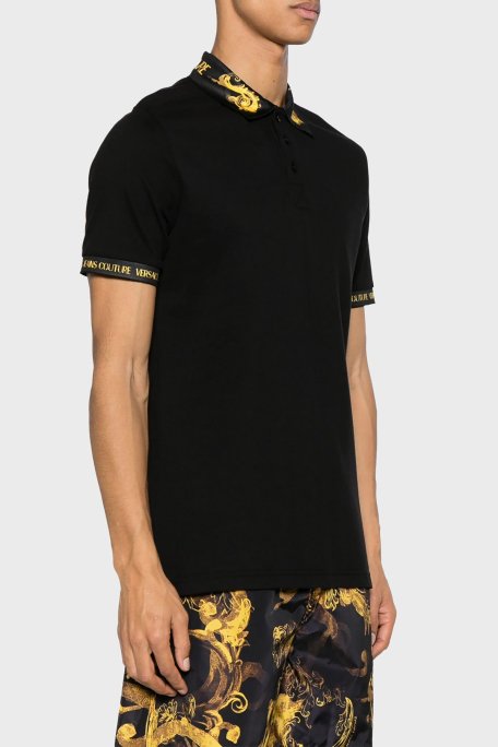 Versace Jeans Couture Pamuklu Slim Fit Erkek Polo Yaka T Shirt 76GAGT00 CJ01T G89 SİYAH - 6