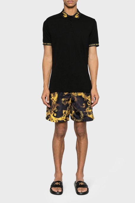 Versace Jeans Couture Pamuklu Slim Fit Erkek Polo Yaka T Shirt 76GAGT00 CJ01T G89 SİYAH - 7