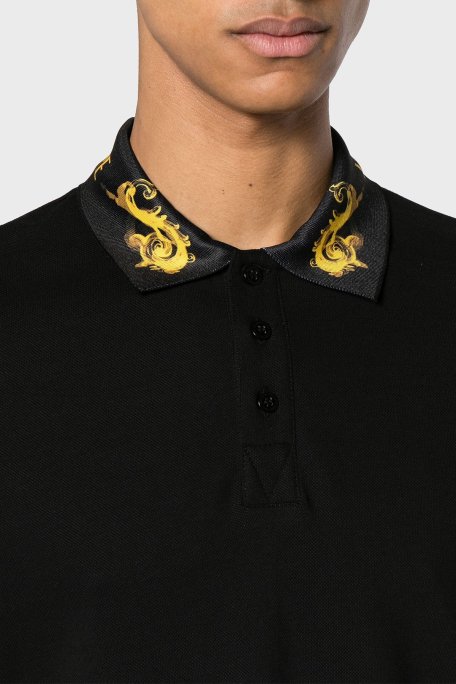 Versace Jeans Couture Pamuklu Slim Fit Erkek Polo Yaka T Shirt 76GAGT00 CJ01T G89 SİYAH - 9