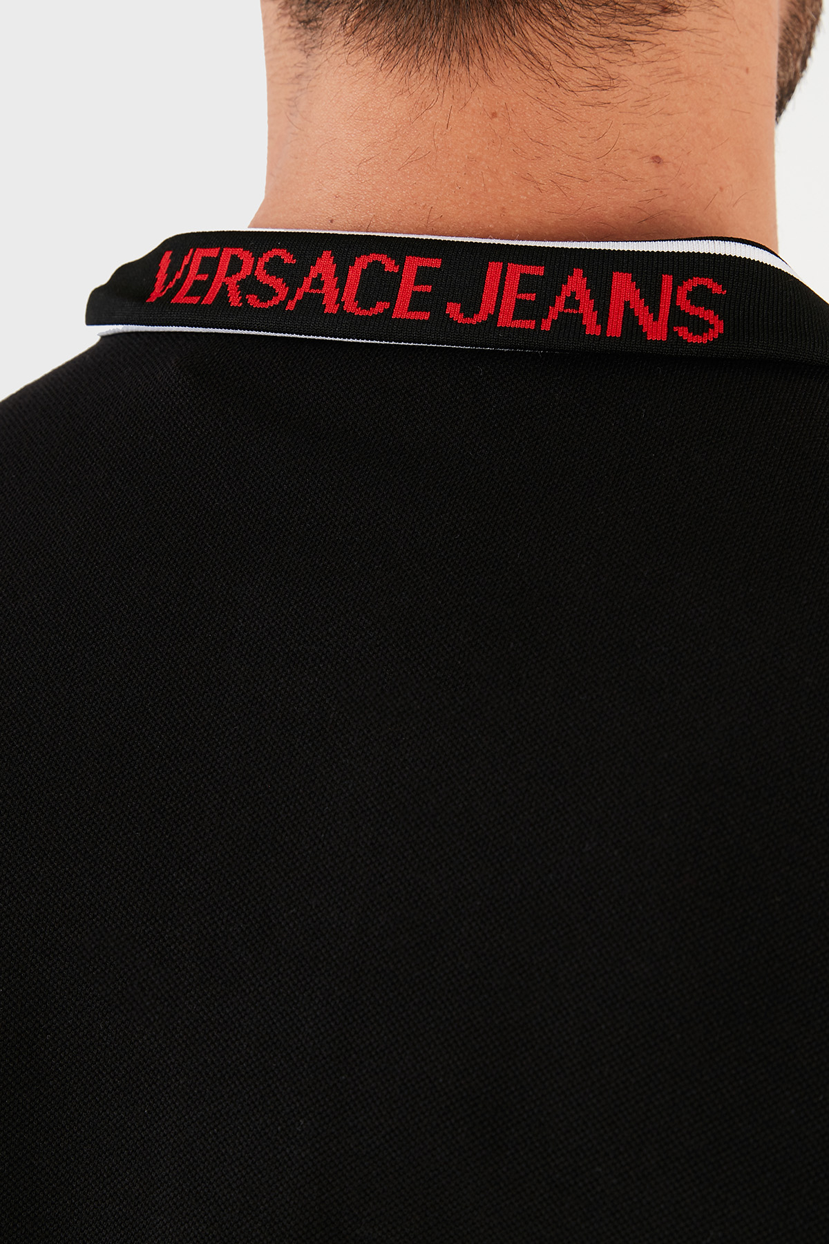Versace Jeans Couture Logolu Slim Fit % 100 Pamuk T Shirt Erkek Polo B3GWA7T4 36571 899 SİYAH