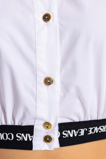 Versace Logo Bantlı % 100 Pamuk Cropped Fit Bayan Gömlek 73HAL200 N0132 003 BEYAZ - 3