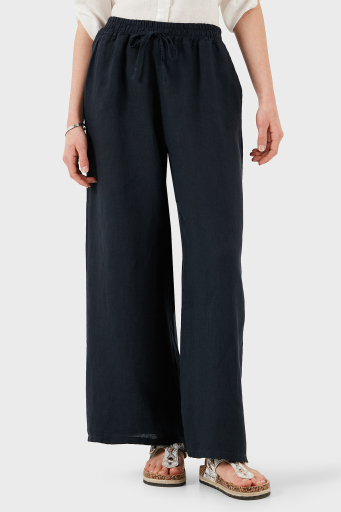 Via Dante Regular Fit Normal Bel Geniş Paça Keten Bayan Pantolon 4998194 LACİVERT - 9