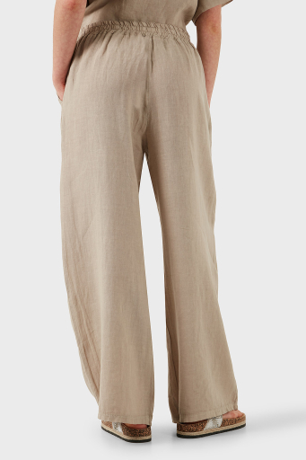 Via Dante Regular Fit Normal Bel Geniş Paça Keten Bayan Pantolon 4998687 TAŞ - 14